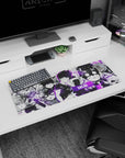 32x12 inches Mob Psycho anime mouse pad featuring Mob in school uniform with sharp purple psychic aura.