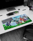 32x16 inches anime mouse pad showing red-haired warrior leading beside a smiling winged blue slime.