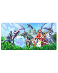 32x16 inches anime mouse pad featuring fantasy squad, blue slime with wings, and castle city backdrop.
