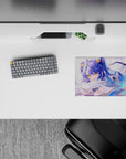 Cozy pastel anime mouse pad 14x10 inches in creamy white, sky blue, and honey yellow for a sweet desk vibe.