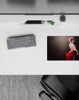 Deep crimson anime girl mouse pad 14x10 inches, classy nightlife vibe with soft sparkles on dark background.