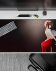 Dark, classy nightlife vibe desk pad 40x20 inches with deep reds, soft sparkles, and clean backdrop.