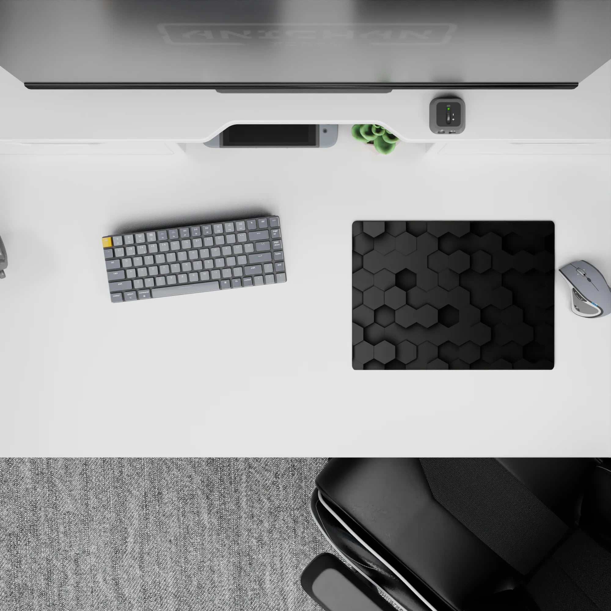 Abstract Deskmat | Mousepad | Deskpad - Hex Black Depth - AniChan