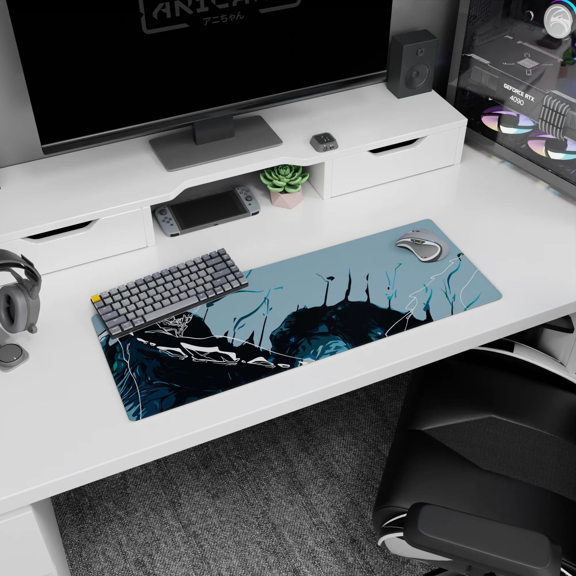 Abstract Deskmat | Mousepad | Deskpad - Dragon&#39;s Abyss - AniChan