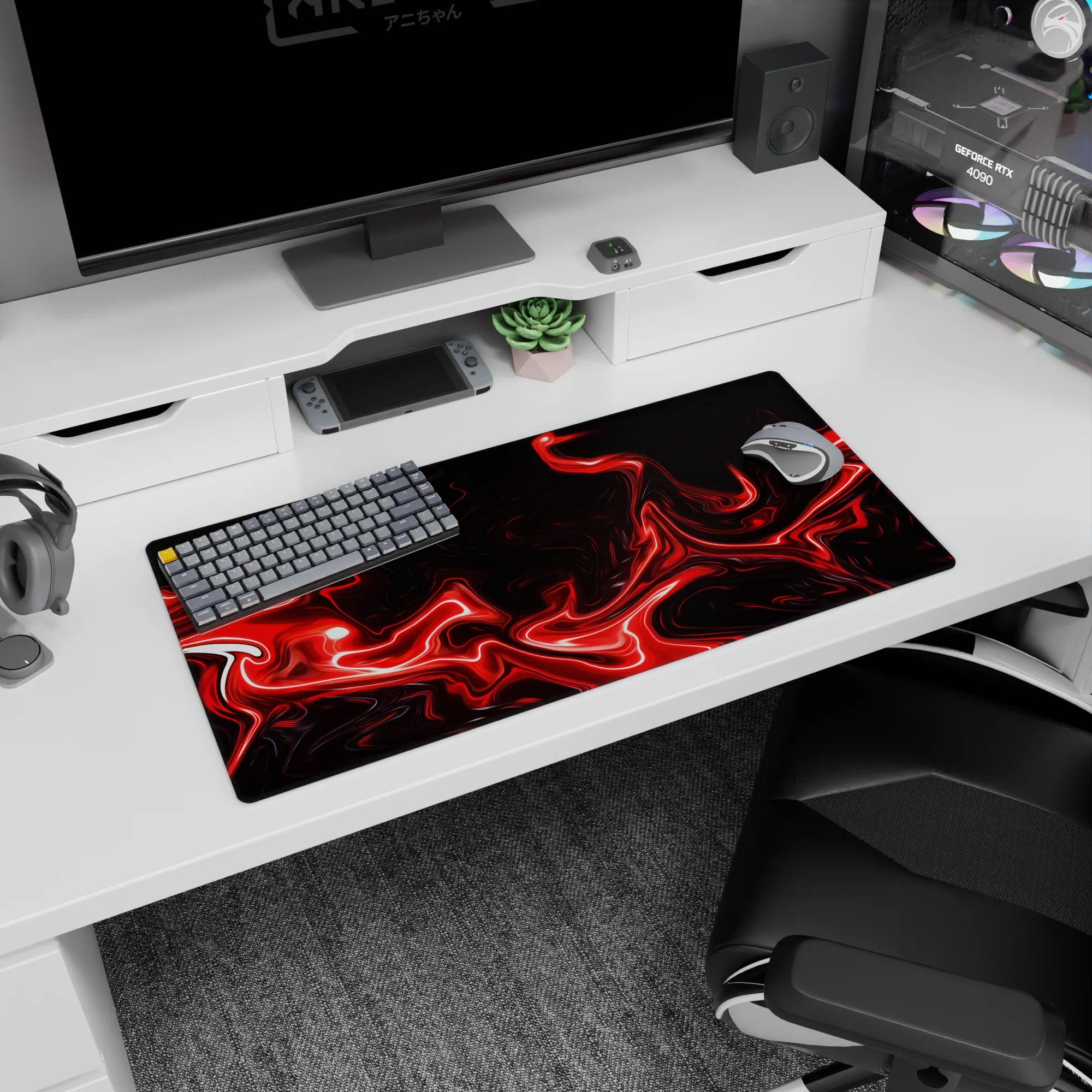 Liquid Abstract Deskmat | Mousepad | Deskpad - Fiery Surge - AniChan