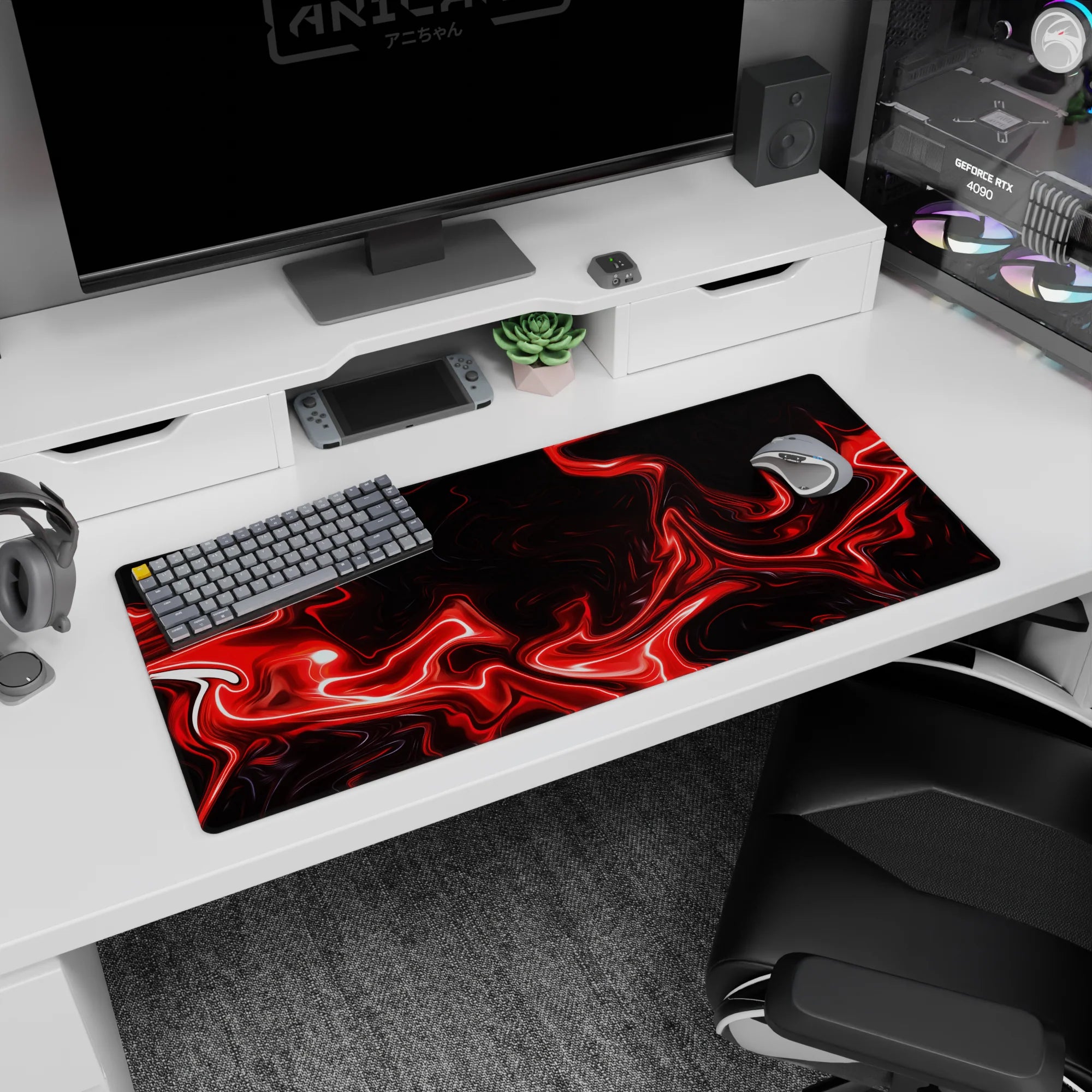 Liquid Abstract Deskmat | Mousepad | Deskpad - Fiery Surge - AniChan