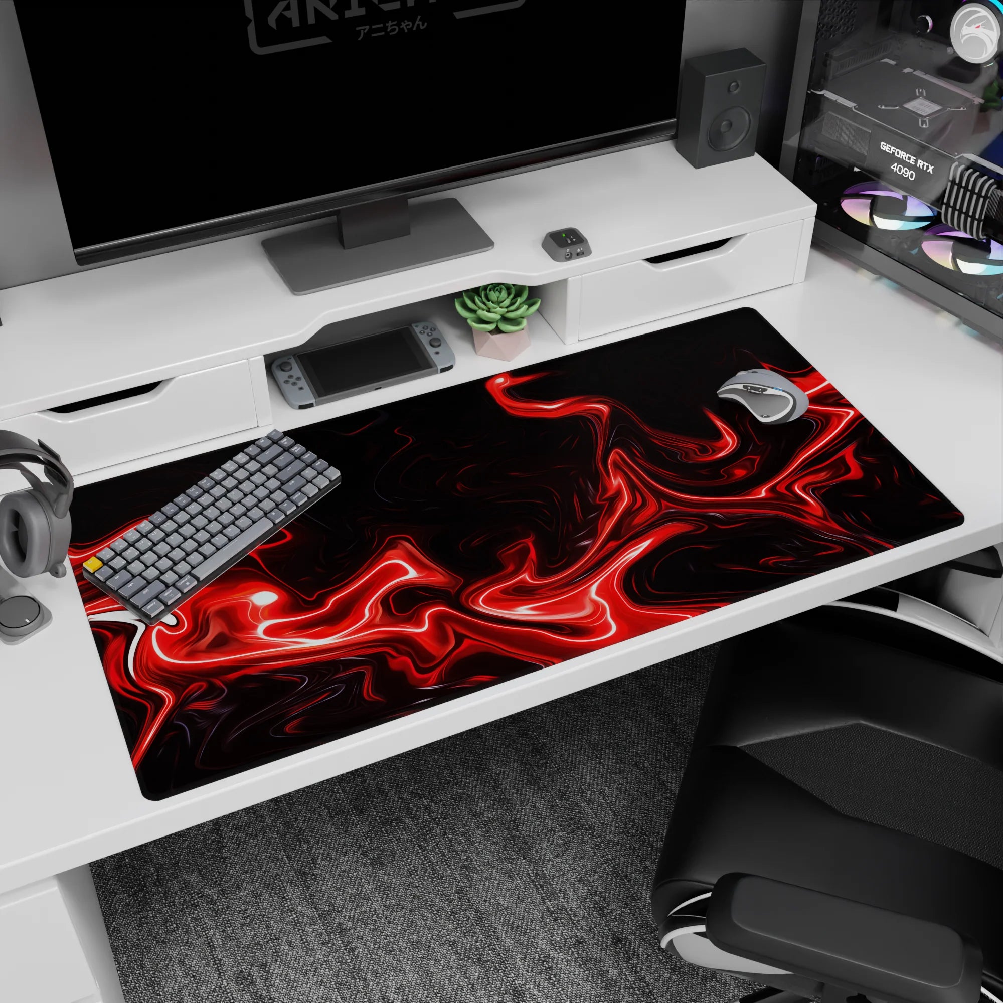 Liquid Abstract Deskmat | Mousepad | Deskpad - Fiery Surge - AniChan