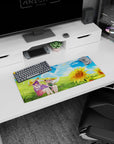 28x12 inches Touhou Project mouse pad showing Patchouli Knowledge and Youmu Konpaku relaxing outdoors.