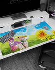 Touhou Patchouli Knowledge and Youmu Konpaku anime desk pad 40x20 inches lounging in a meadow.