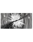 32x16 inches anime mouse pad with two hands clashing, impact starburst, shards, and speed lines.
