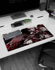 Remilia Scarlet Touhou Project mouse pad 32x16 inches, wings spread with ribbons and scythe glow.