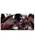 Gothic anime girl mouse pad 32x16 inches with winged vampire over a smoky castle skyline.