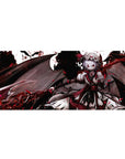 Gothic anime girl desk pad 36x16 inches with wings, lace ribbons, castle skyline and red petals.