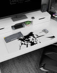 32x12 inches anime mouse pad showing a wild-eyed fighter lunging forward, teeth bared, hair spiked.