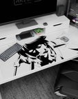 40x20 inches anime desk pad showing wild-eyed spiky-haired fighter lunging forward, teeth bared.