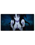 Anime mouse pad 32x16 inches featuring a mysterious character with obsidian black hair and icy blue background.