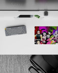 Anime mouse pad 14x10 inches featuring Tengen Uzui, Nezuko, Gyutaro, and Daki from Demon Slayer in vibrant colors.