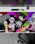 Desk pad 40x20 inches featuring Tengen Uzui, Nezuko, Gyutaro, and Daki in vibrant Demon Slayer anime showdown.