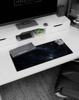 Arcane circle on dark starry sky mouse pad 28x12 inches like a secret celestial map for your desk.