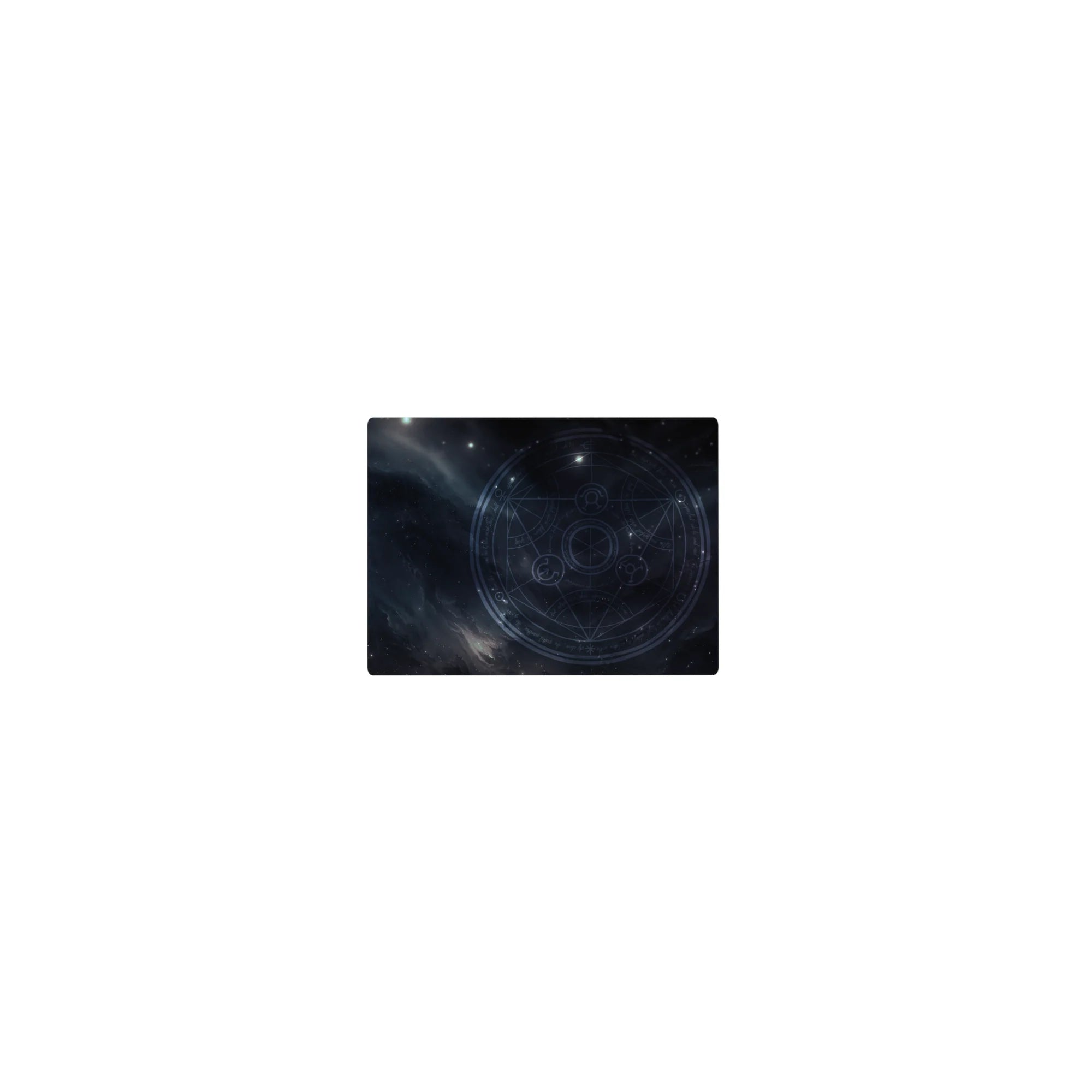 Midnight galaxy mouse pad with arcane circle map design, classic 14x10 inches.