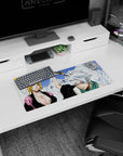 Anime mouse pad 28x12 inches featuring Bleach captains Rangiku and Tōshirō in a striking icy mountain scene.