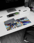 28x12 inches Gundam Wing mouse pad featuring Wing Gundam Zero bursting through a sky-bright, cockpit-style scene.