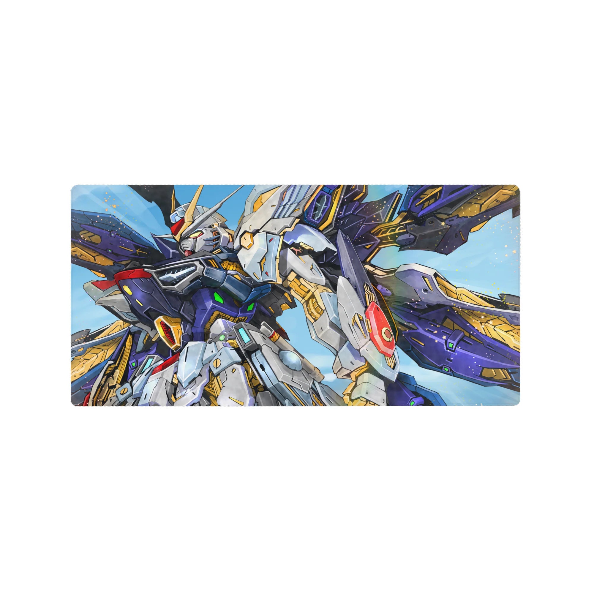 32x16 inches anime mouse pad with Wing Gundam Zero in a bold sky-bright cockpit-style design.