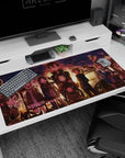 Anime desk pad featuring characters in sunset glow, 40x20 inches. Capture warmth and nostalgia with golden hour hues.
