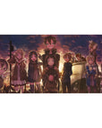 Anime mouse pad 40x20 inches featuring characters in warm golden hour sunset, capturing cozy, nostalgic vibes.