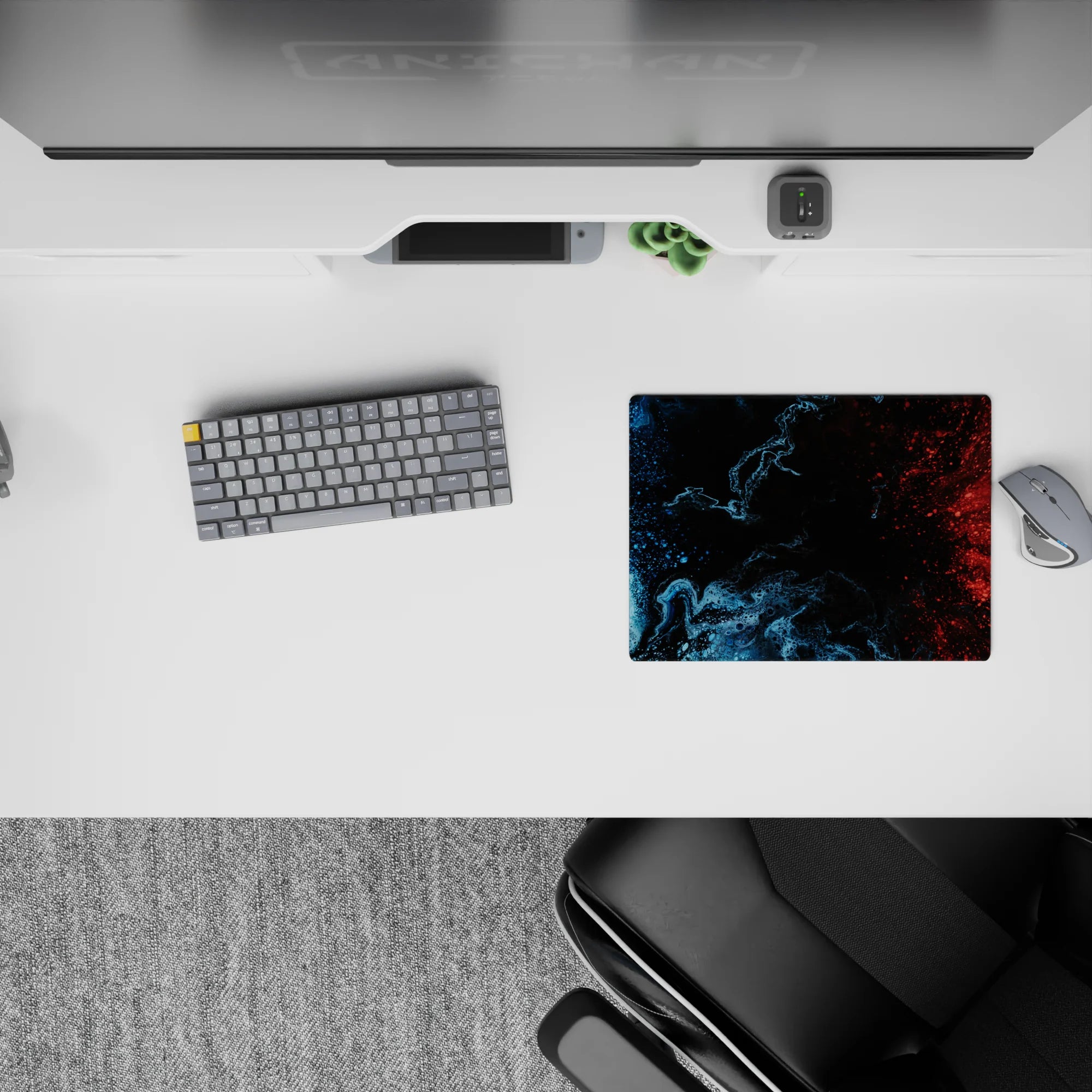 Liquid Abstract Deskmat | Mousepad | Deskpad - Blue-Red Collision - AniChan