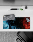 Liquid Abstract Deskmat | Mousepad | Deskpad - Blue-Red Collision - AniChan