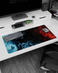 Liquid Abstract Deskmat | Mousepad | Deskpad - Blue-Red Collision - AniChan