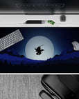 Anime mouse pad 40x20 inches featuring a lone samurai silhouetted against a full moon over forests and mountains.