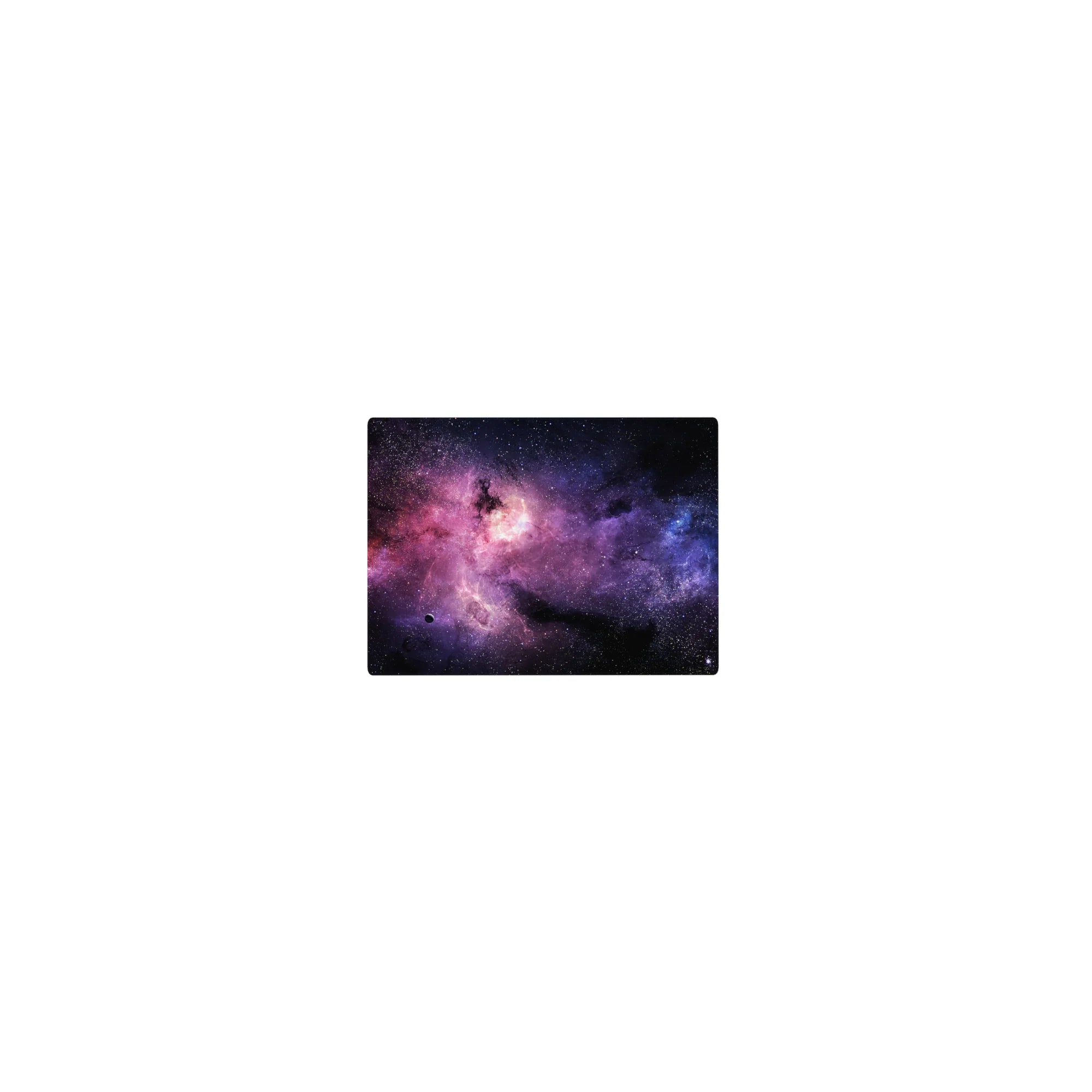 Classic 14x10 inches mouse pad with a dreamy nebula galaxy design and scattered tiny stars.