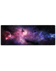 Nebula galaxy desk mouse pad 32x12 inches with swirling clouds and scattered tiny stars.