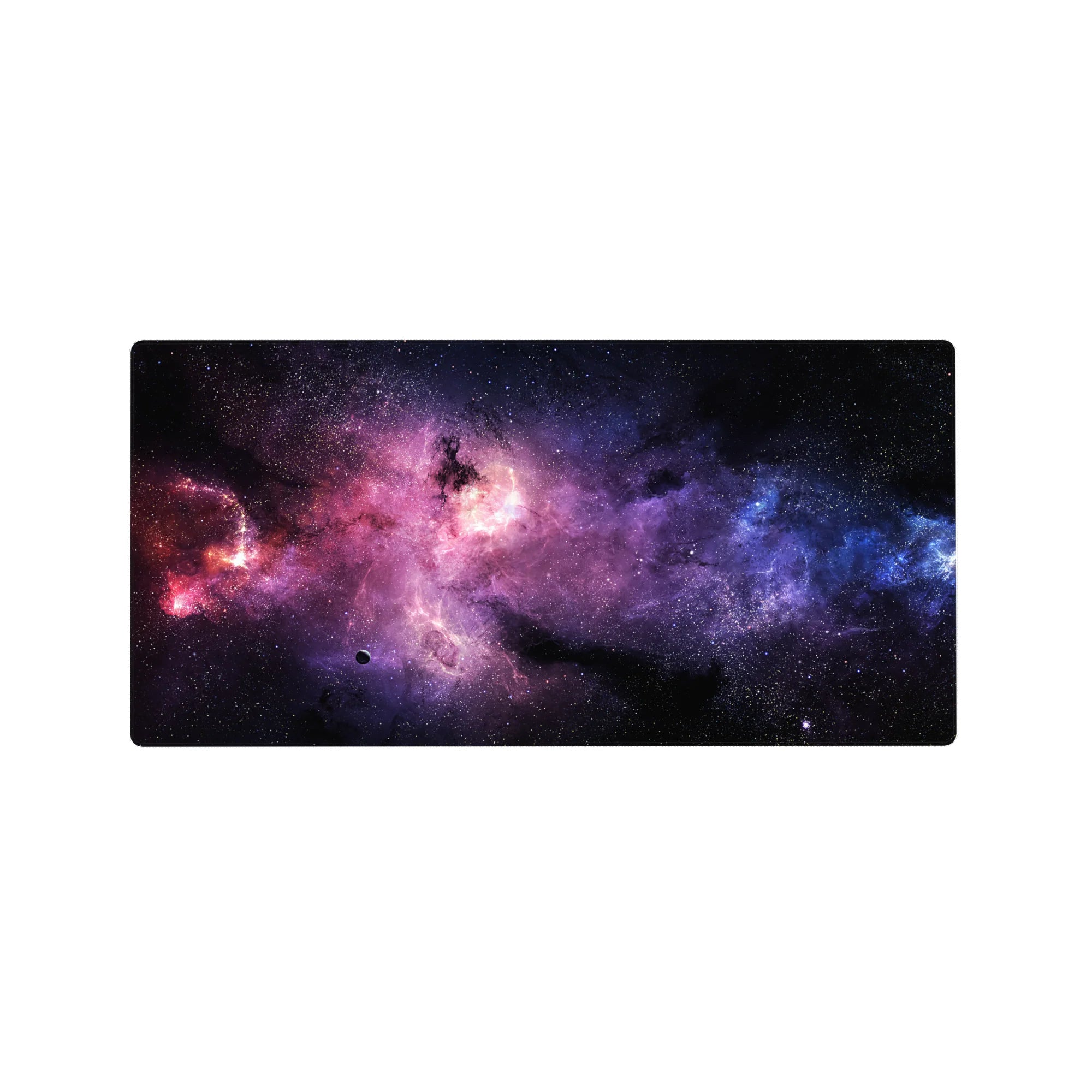 Nebula galaxy desk mouse pad 32x16 inches with starry swirl design for smooth tracking.
