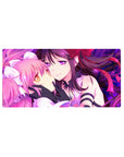 32x16 inches anime girl mouse pad with two girls cheek-to-cheek, ribbons, frills, and black gloves.