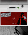 Crimson red anime girl mouse pad 32x16 inches, clean grain texture and sharp high-contrast vibe.