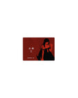 Classic anime girl mouse pad 14x10 inches with black silhouette girl on moody red grain backdrop.