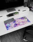 28x12 inches Touhou Patchouli Knowledge mouse pad, bookish witch holding a moon-tipped staff over a grimoire.