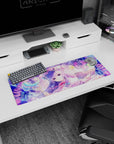 32x12 inches Touhou Patchouli Knowledge mouse pad, bookish mage holding moon-tipped staff over grimoire.