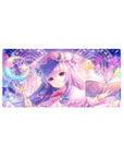 32x16 inches anime girl mouse pad with wizard librarian, runes, crystals, and open grimoire design.