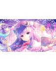 40x20 inches anime girl desk pad with moon staff, runes, dreamy circles, and open grimoire art.