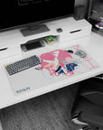 32x16 inches Zero Two Darling in the Franxx mouse pad, floating midair with ribbon loops and candy-red shoes.