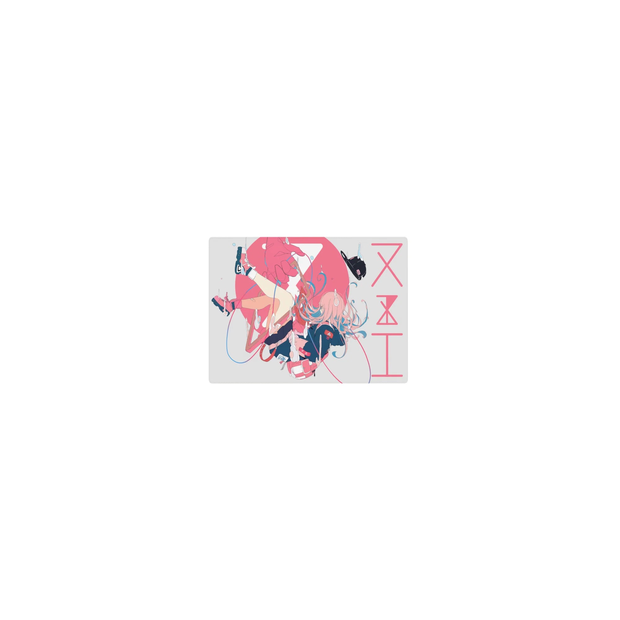 Classic anime girl mouse pad 14x10 inches with floating sci‑fi girl, ribbon loops, and red shoes.
