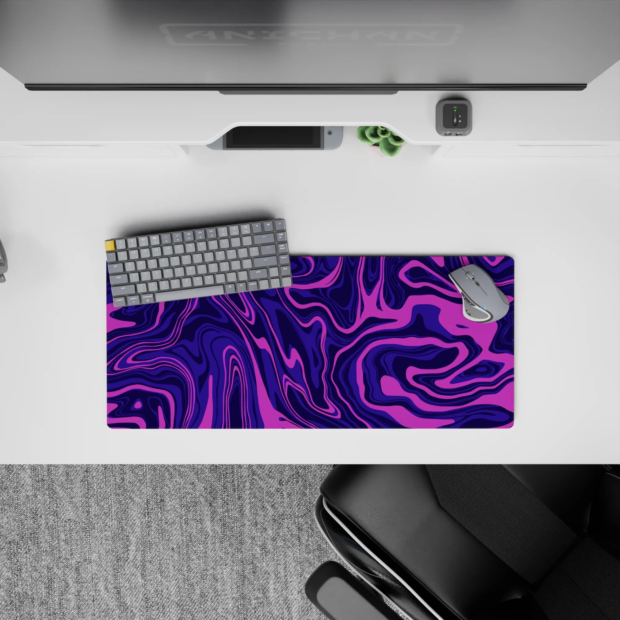 Liquid Abstract Deskmat | Mousepad | Deskpad - Purple Swirl Motion - AniChan