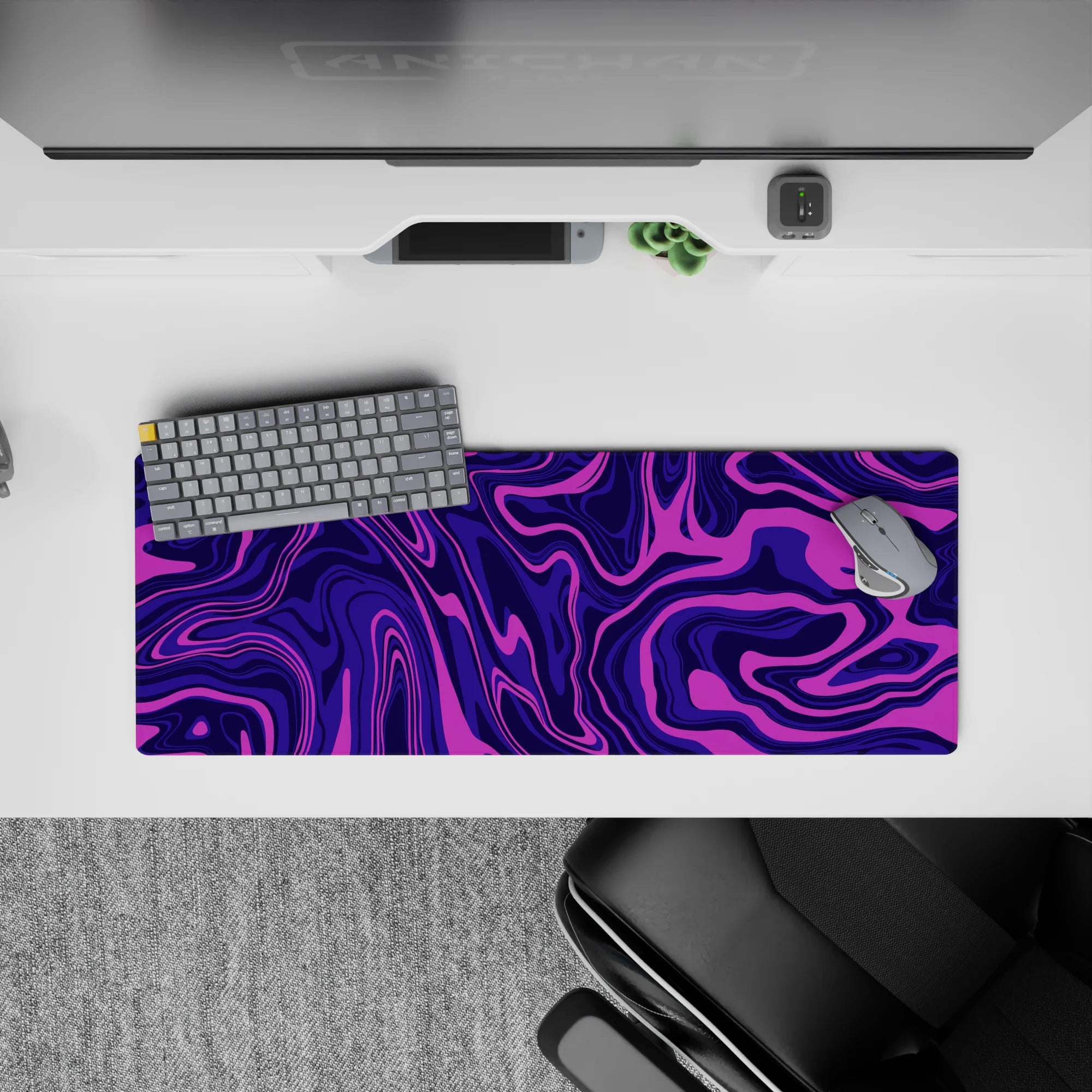 Liquid Abstract Deskmat | Mousepad | Deskpad - Purple Swirl Motion - AniChan