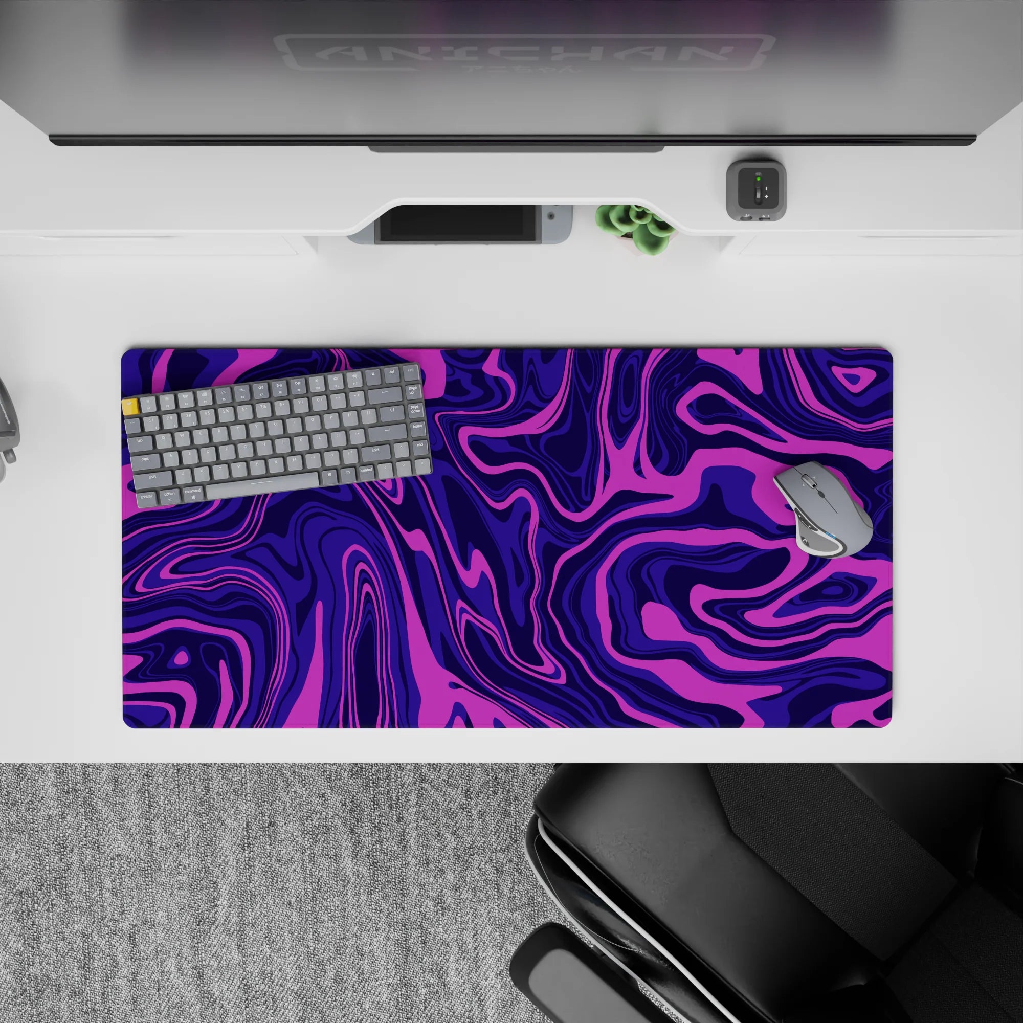 Liquid Abstract Deskmat | Mousepad | Deskpad - Purple Swirl Motion - AniChan