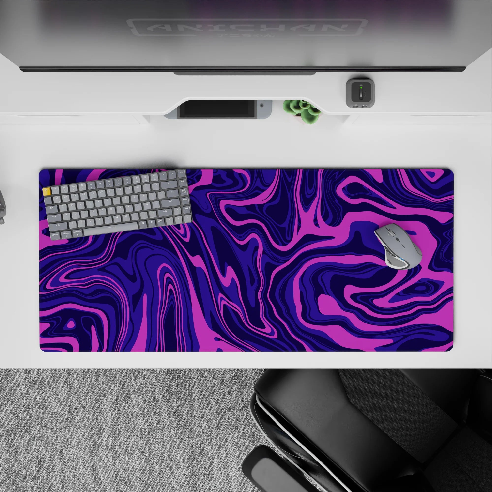 Liquid Abstract Deskmat | Mousepad | Deskpad - Purple Swirl Motion - AniChan