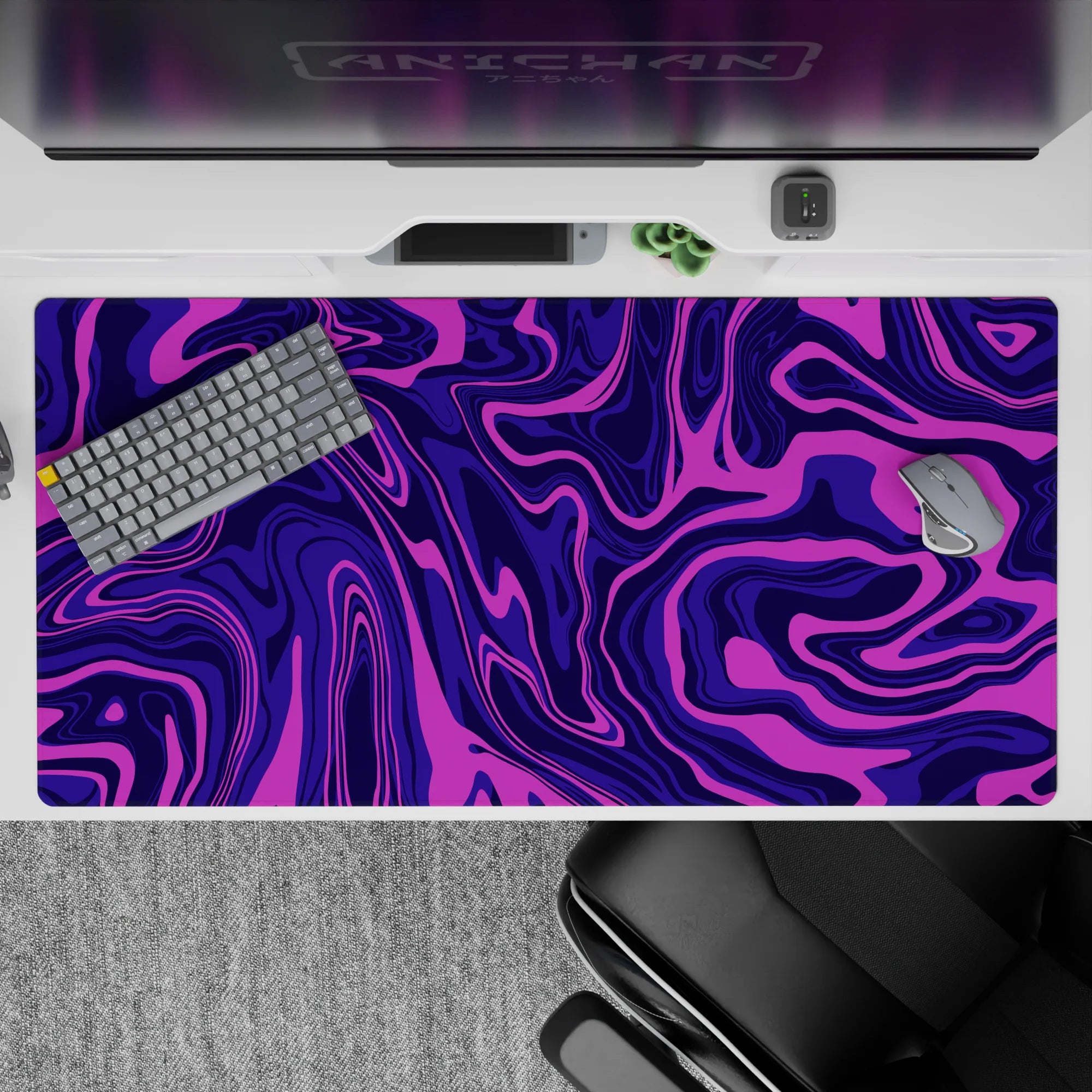 Liquid Abstract Deskmat | Mousepad | Deskpad - Purple Swirl Motion - AniChan